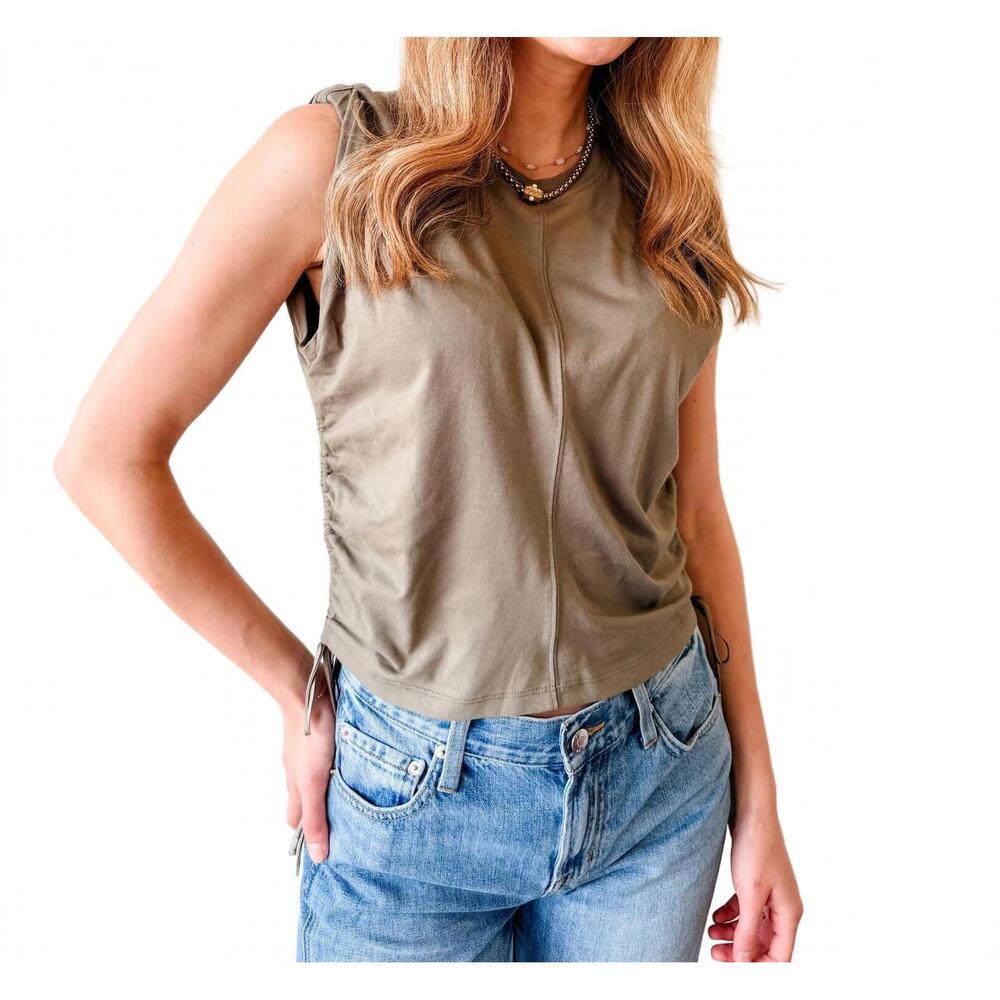 NEW HABITUAL flatter me ruched tank top in mocha